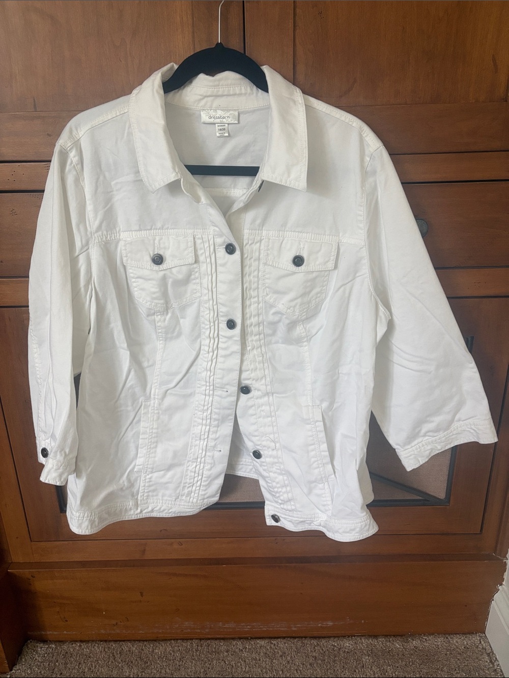 dressbarn White Button-Front Women's Jean Like Jacket